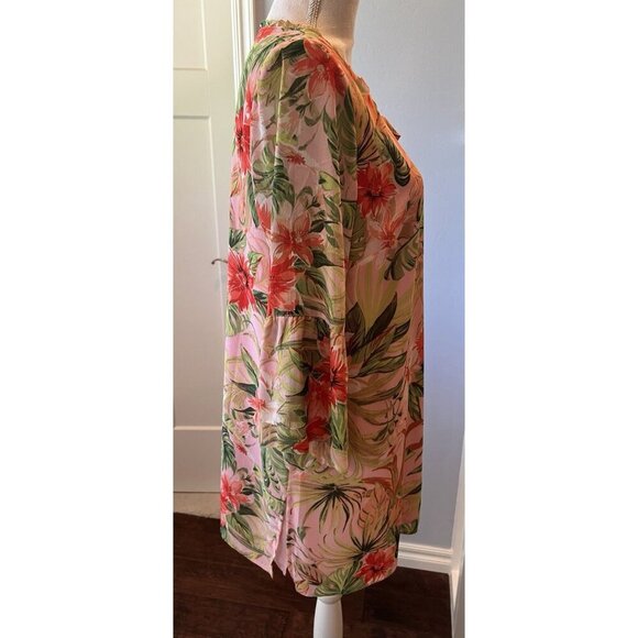 J. Jill Floral Tunic Top Women’s Size M Colorful Feminine Summer Resortwear - Picture 2 of 16